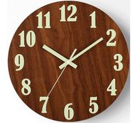 KLWQR Silent Wall Clock Non Ticking, Wall Clocks Battery Operated, Glow-in-the-Dark Numerals and Hands, Wood Grain Dial, Beautiful and Natural(30 cm/12 in)