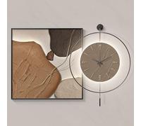 KLWQR Silent Wall Decor Clock Non Ticking, Wall Clocks Battery Operated and Art Print Set, Modern Minimalist Decorative Paintings(Brown,80 cm/31 in)