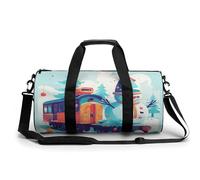 KLWQR Snowman Sitting on The Train Sport Gym Duffle Travel Bag for Women Men Overnight Weekender Bag with Shoe Compartment,Wet Pocket, 17.7in/9in/9in, style-17, style-17, 17.7in/9in/9in