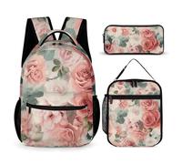 KLWQR Soft Color Pale Faded Mix of Roses Backpack for Women Men Lightweight Waterproof Backpack Set With Lunch Box Pencil Case Travel Laptop Backpack Casual Daypacks, Style, One Size