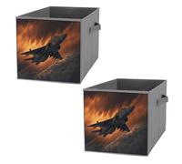KLWQR Storage Cube Bins Collapsible Waterproof Cube Storage Bin Storage Basket with Handles A Fighter Jet Toy Storage Box for Home Closets Offices Bedrooms 2PCS