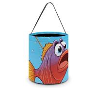 KLWQR Talking Fish Halloween Trick Or Treat Bags with Handles Christmas Candy Bucket Portable Reusable Goody Buckets Tote Bags for Halloween Party Favor Supplies
