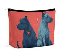 KLWQR Two Bourbon Terriers Makeup Bag for Purse Waterproof Cosmetic Bags Makeup Pouch with Zipper Travel Toiletry Bag Organizer for Women Ladies, style, One Size