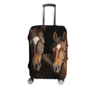 KLWQR Two Horses Standing on Black Background Luggage Cover Dustproof Travel Suitcase Cover Elastic Suitcase Protector Fit 19-32 Inch Luggage，, style, XL