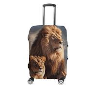 KLWQR Two Lions Luggage Cover Dustproof Travel Suitcase Cover Elastic Suitcase Protector Luggage Sleeves Fit 19-32 Inch Luggage，, style, Small