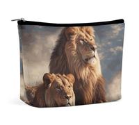 KLWQR Two Lions Makeup Bag for Purse Waterproof Cosmetic Bags Makeup Pouch with Zipper Travel Toiletry Bag Organizer for Women Ladies, style, One Size