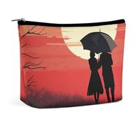 KLWQR Two People Under The Umbrella Makeup Bag for Purse Waterproof Cosmetic Bags Makeup Pouch with Zipper Travel Toiletry Bag Organizer for Women Ladies, style, One Size