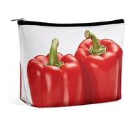 KLWQR Two Red Bell Peppers Makeup Bag for Purse Waterproof Cosmetic Bags Makeup Pouch with Zipper Travel Toiletry Bag Organizer for Women Ladies, style, One Size