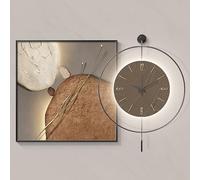KLWQR Wall Clocks Battery Operated for Living Room Decor, Silent Wall Clock Non Ticking and Art Decorative Paintings Set, Ambient Lighting Design(Brown,80 cm/31 in)