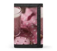 KLWQR Wallet for Women Men Trifold Wallets with Keychain Holder Hot Milk And BiscuitsZipper Coin Purse RFID Credit Card Holder Cute Cash Purse