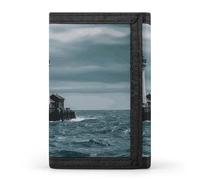 KLWQR Wallet for Women Men Trifold Wallets with Keychain Holder Lighthouse OceanZipper Coin Purse RFID Credit Card Holder Cute Cash Purse