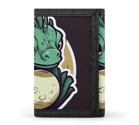 KLWQR Wallet for Women Men Trifold Wallets with Keychain Holder Little Green Dragon's EggZipper Coin Purse RFID Credit Card Holder Cute Cash Purse