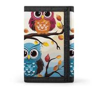 KLWQR Wallet for Women Men Trifold Wallets with Keychain Holder Owls on Tree BranchesZipper Coin Purse RFID Credit Card Holder Cute Cash Purse