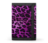 KLWQR Wallet for Women Men Trifold Wallets with Keychain Holder Purple LeopardZipper Coin Purse RFID Credit Card Holder Cute Cash Purse