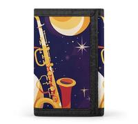 KLWQR Wallet for Women Men Trifold Wallets with Keychain Holder Snowman Plays SaxophoneZipper Coin Purse RFID Credit Card Holder Cute Cash Purse