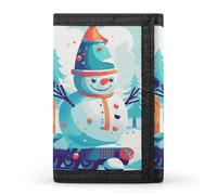 KLWQR Wallet for Women Men Trifold Wallets with Keychain Holder Snowman Sitting on The TrainZipper Coin Purse RFID Credit Card Holder Cute Cash Purse