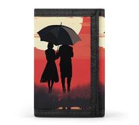 KLWQR Wallet for Women Men Trifold Wallets with Keychain Holder Two People Under The UmbrellaZipper Coin Purse RFID Credit Card Holder Cute Cash Purse