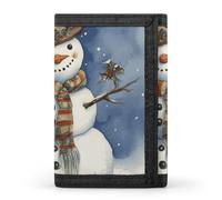 KLWQR Wallet for Women Men Trifold Wallets with Keychain Holder Winter SnowmanZipper Coin Purse RFID Credit Card Holder Cute Cash Purse