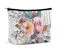 KLWQR Watercolor Floral Corner Bouquet Makeup Bag for Purse Waterproof Cosmetic Bags Makeup Pouch with Zipper Travel Toiletry Bag Organizer for Women Ladies, style, One Size