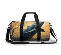 KLWQR Whale Poster Sport Gym Duffle Travel Bag for Women Men Overnight Weekender Bag with Shoe Compartment,Wet Pocket, 17.7in/9in/9in, style, style, 17.7in/9in/9in