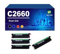 KLXFJ C2660 Drum Unit Compatible For Dell Color Printer C2660dn C2665dnf 3070F, High Yield 55000 Pages,4 colors-1 Set