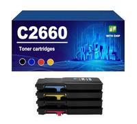KLXFJ C2660 Toner Cartridge Compatible For Dell Color Printer C2660dn C2665dnf 3070F, Yield Up To 6000/ 4000 Pages,4 colors-1 Set