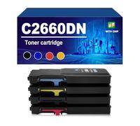 KLXFJ C2660dn Toner Cartridge With Chip Compatible For Dell C2660dn C2665dnf Printer, Yield Up To 1200 Pages,4 colors-1 Set
