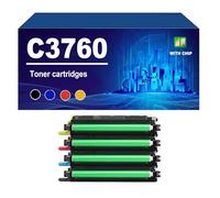 KLXFJ C3760 Toner Cartridges Compatible For Dell C2660dn C2665dnf C3760n C3760dn C3765dnf S3840cdn S3845cdn Printers, Yield Up To 55000 Pages,4 colors-1 Set