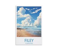 KLYCHF Filey Yorkshire Vintage Travel Poster Landscape 08x12inch(20x30cm) Wall Art Picture Print Canvas Art Poster Modern Family Bedroom Decor Posters