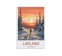 KLYCHF Lapland Finland Vintage Travel Posters Landscape 16x24inch(40x60cm) Wall Art Picture Print Canvas Art Poster Modern Family Bedroom Decor Posters