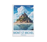 KLYCHF Mont St Michel France Vintage Travel Posters Lake 08x12inch(20x30cm) Wall Art Picture Print Canvas Art Poster Modern Family Bedroom Decor Posters