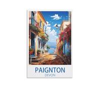 KLYCHF Paignton Devon Vintage Travel Posters Landscape 08x12inch(20x30cm) Wall Art Picture Print Canvas Art Poster Modern Family Bedroom Decor Posters