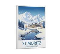 KLYCHF St Moritz Switzerland Vintage Travel Posters Landscape 08x12inch(20x30cm) Wall Art Picture Print Canvas Art Poster Modern Family Bedroom Decor Posters