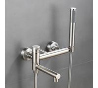 KLYDBMYT Bath Shower Mixer Tap Wall Mounted Brushed 90 Swivel Tap Single Lever Bath Tap Shower Head and Hose Set for Bath Taps enterprise