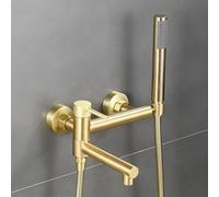 KLYDBMYT Bath Shower Mixer Tap Wall Mounted Brushed Gold 90 Swivel Tap Single Lever Bath Tap Shower Head and Hose Set for Bath Taps enterprise
