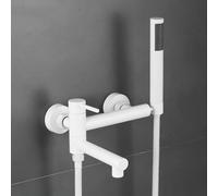 KLYDBMYT Bath Shower Mixer Tap Wall Mounted White 90 Swivel Tap Single Lever Bath Tap Shower Head and Hose Set for Bath Taps enterprise