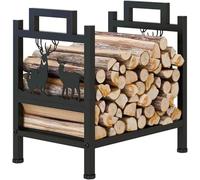 KLYDBMYT Firewood Log Holder,Outdoor Firewood Racks Small Firewood Rack Holder Indoor Fireplace, Metal Moose Pattern Log Storage Stand with Handle, for Garage Tool Shed Fireplace Patio