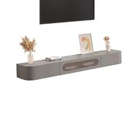 KLYDBMYT Floating Tv Cabinet for Wall White Mueble Flotante para Tv Floating Entertainment Center Modern Tv Shelf Stands,Wall Mounted Floating TV Stand - Gray Wood Entertainment Center with Glass Doo