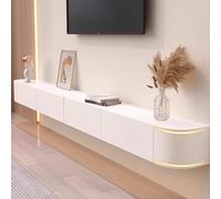 KLYDBMYT Floating Tv Stand Modern Meuble Flottant with Drawers Television Stands Solid Wood Wall Mounted Cabinet Unit，Wall Mounted White TV Cabinet - Floating TV Unit for Living Room, 200CM Media Con