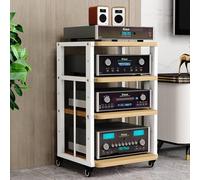 KLYDBMYT Hifi stand Hi fi cabinets, Heavy AV Media Stand Movable Storage Cart HiFi Rack Adjustable Shelves Stereo Audio Cabinet For Living Room Gaming Room Music Studio(Light walnut,4 Tier)
