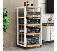 KLYDBMYT Hifi stand Hi fi cabinets, Heavy AV Media Stand Movable Storage Cart HiFi Rack Adjustable Shelves Stereo Audio Cabinet For Living Room Gaming Room Music Studio(Light walnut,5 Tier)