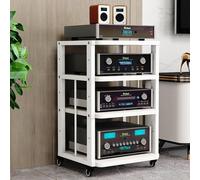 KLYDBMYT Hifi stand Hi fi cabinets, Heavy AV Media Stand Movable Storage Cart HiFi Rack Adjustable Shelves Stereo Audio Cabinet For Living Room Gaming Room Music Studio(White,4 Tier)