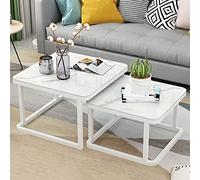 KLYDBMYT Nesting Coffee Table Set of 2, Stackable Side Tables with Marble Effect, Smooth Tempered Glass Top, Stylish End Tables for Living Room, Modern Metal Sofa Tables