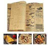 KLYNGTSK 100 Sheets Food Wrapping Paper Printed Greaseproof Paper Sheets Bread Newspaper Vintage Grease Papesr Squares 25 * 25cm Baking Papers Sheets for Sandwich Cheese Hamburger Cakes Baking Fries