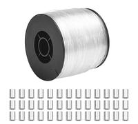 KLYNGTSK 250m Invisible Hanging Wire 0.8mm Strong Nylon Thread Transparent Fishing Wire Clear String Hanging Wires With 100pcs Aluminum Crimping Loop Sleeves for Hang Decorations Jewellery Making
