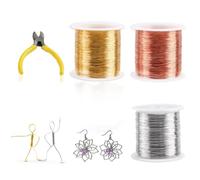 KLYNGTSK 3 Rolls Craft Wire 0.3mm Jewelry Wire Tarnish Resistant Copper Beading Wires Colorful Wires Rolls with Cutter for Jewelry Making Modelling Sculpture Making DIY Crafts,50M(164 Feet) /Roll