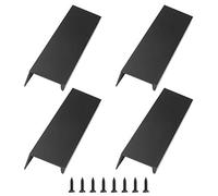 KLYNGTSK 4 PCS Finger Edge Pull Black Concealed Handle Modern Style Curved Drawer Handle Aluminum Alloy Invisible Handles Wardrobe Handles for Cabinet Hardware Drawer Pull Kitchen Cabinet Pulls