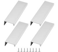 KLYNGTSK 4 PCS Finger Edge Pull Silver Concealed Handle Modern Style Curved Drawer Handle Aluminum Alloy Invisible Handles Wardrobe Handles for Cabinet Hardware Drawer Pull Kitchen Cabinet Pulls