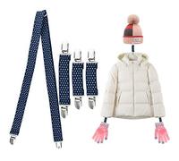 KLYNGTSK 4 PCS Stainless Steel Mitten Clips Stretchable Kids Mitten Clips Strong Glove Clip Kids Blue Elastic Mittens Clipes for School, Playing in the Snow, Cold Winter Days (Blue)