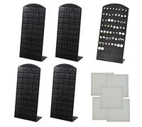 KLYNGTSK 5 Pack Earring Holder Stand 72 holes Ear Studs Holder Black Earring Stand Display Rack Plastic Earring Holder Organizer with 5Pcs Wipe Cloth L-Shape Earring Stand for Studs Jewelry Display